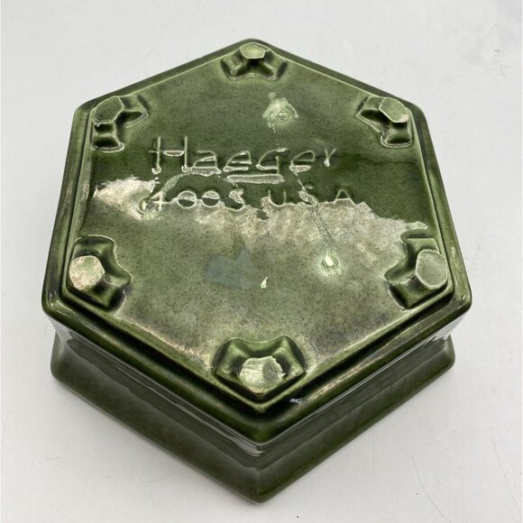 Vintage MCM Hager Planter Pot #4003 Hexagon Shaped Green Art Pottery *chip - Picture 9 of 12